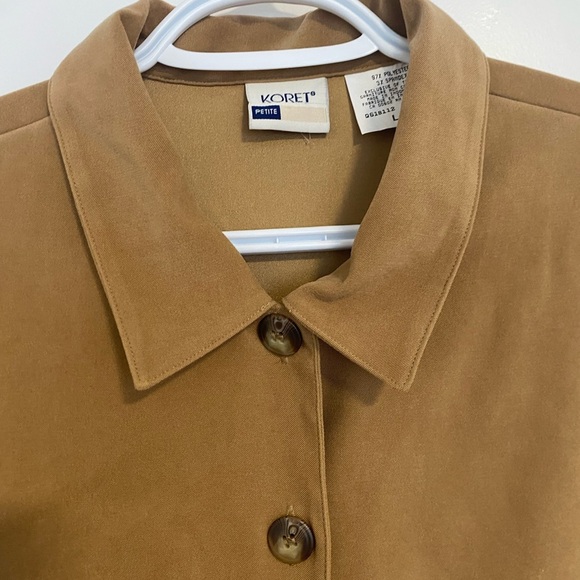 Koret Petite Toffee Camel Blazer Fall Beaded Embroidery Light Jacket Size Large - Picture 9 of 13